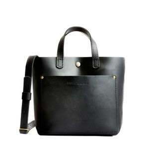 Portland Leather Mini Crossbody Tote in classic Black - Gently Loved